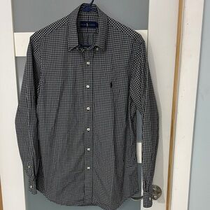 Polo by Ralph Lauren Men's Navy and White Checkered Shirt